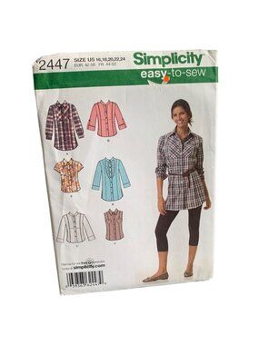 Simplicity Sewing Pattern 2447 Women's Shirt Tunics Size 16 18 20 22 24 Uncut 20
